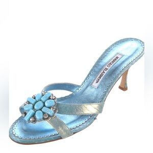 Manolo Blahnik Turquoise vintage mules